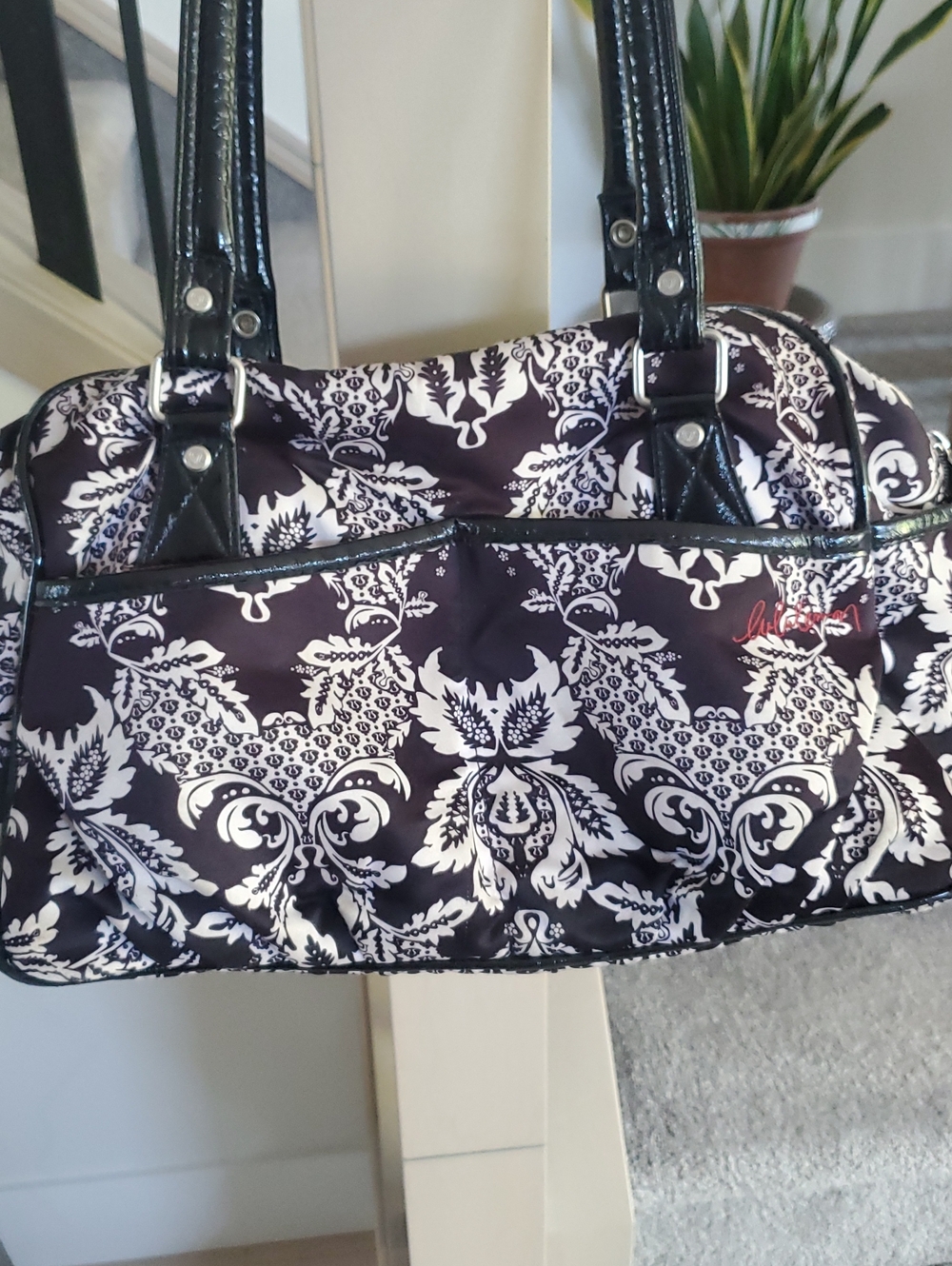 Vintage- Lululemon Black & White Printed Gym/Overnight Bag